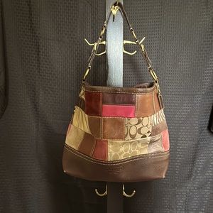 Coach brown and pink patchwork purse